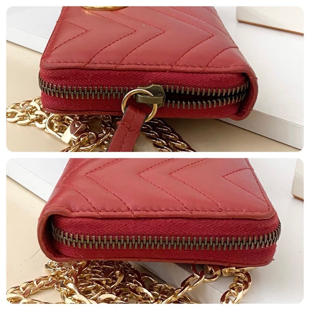 GUCCI GG Marmont Zip Around Wallet Crossbody 💼Red - Picture 12 of 16